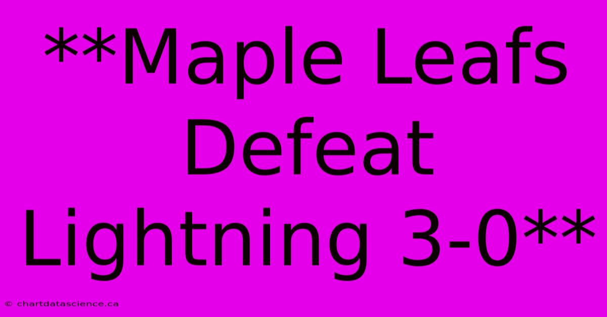 **Maple Leafs Defeat Lightning 3-0**