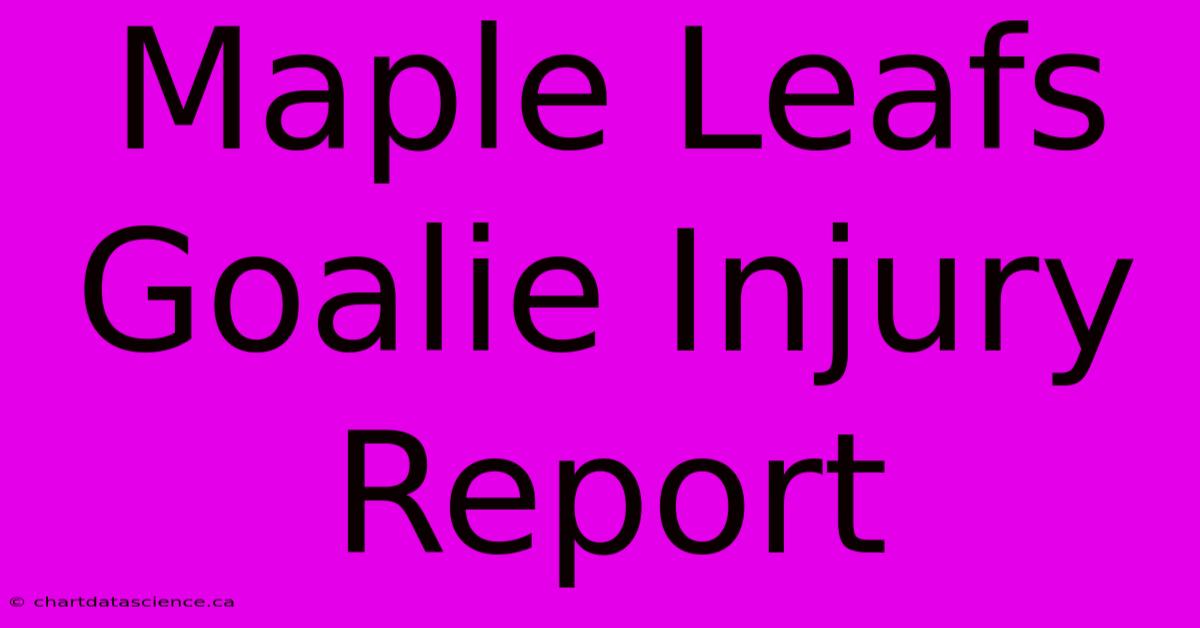 Maple Leafs Goalie Injury Report