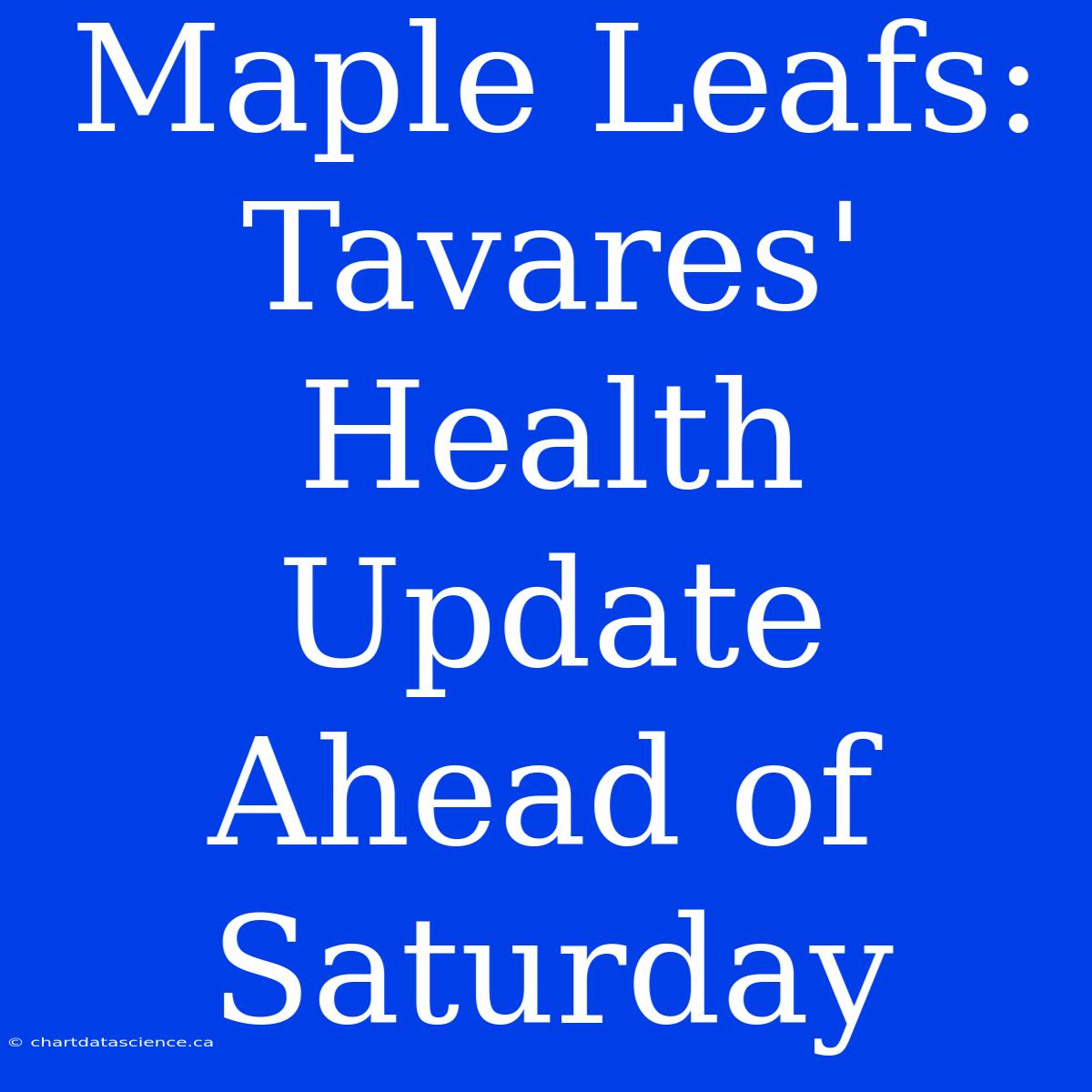 Maple Leafs: Tavares' Health Update Ahead Of Saturday