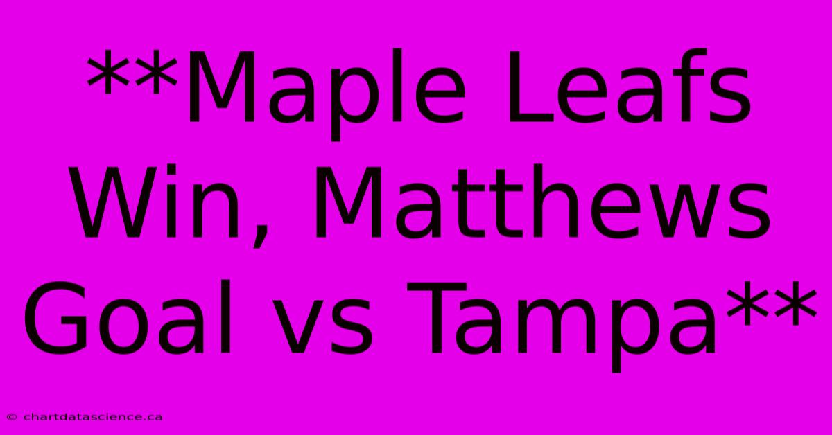 **Maple Leafs Win, Matthews Goal Vs Tampa**