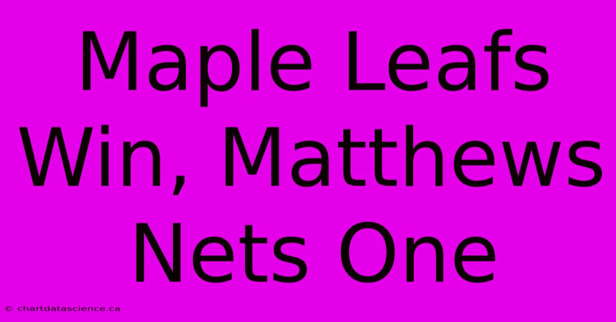 Maple Leafs Win, Matthews Nets One