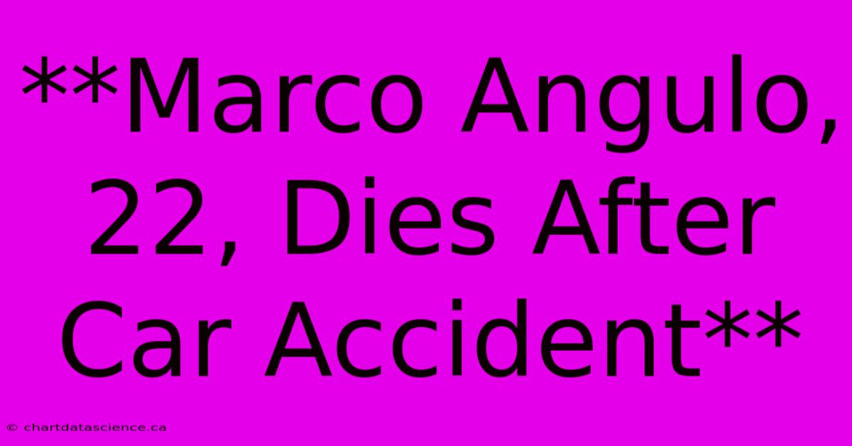 **Marco Angulo, 22, Dies After Car Accident** 