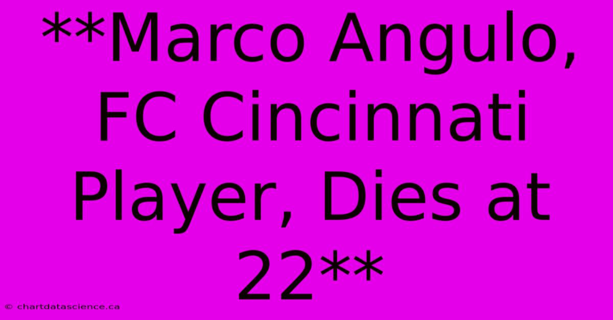 **Marco Angulo, FC Cincinnati Player, Dies At 22**