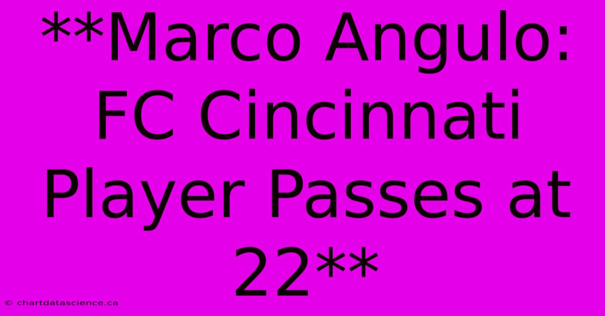 **Marco Angulo: FC Cincinnati Player Passes At 22**