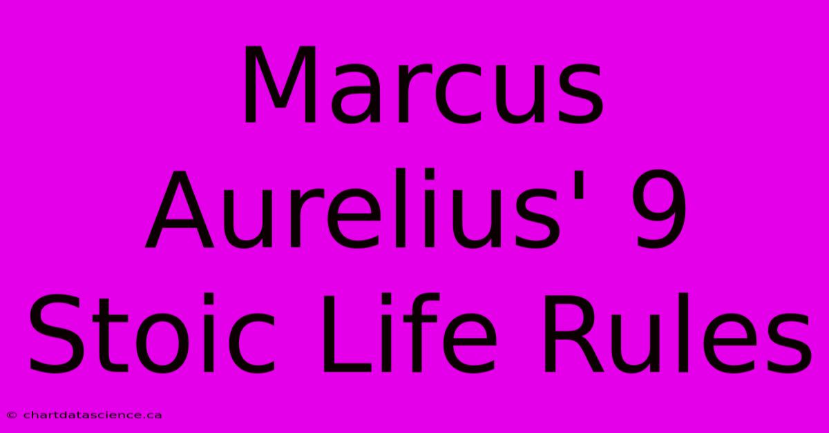 Marcus Aurelius' 9 Stoic Life Rules