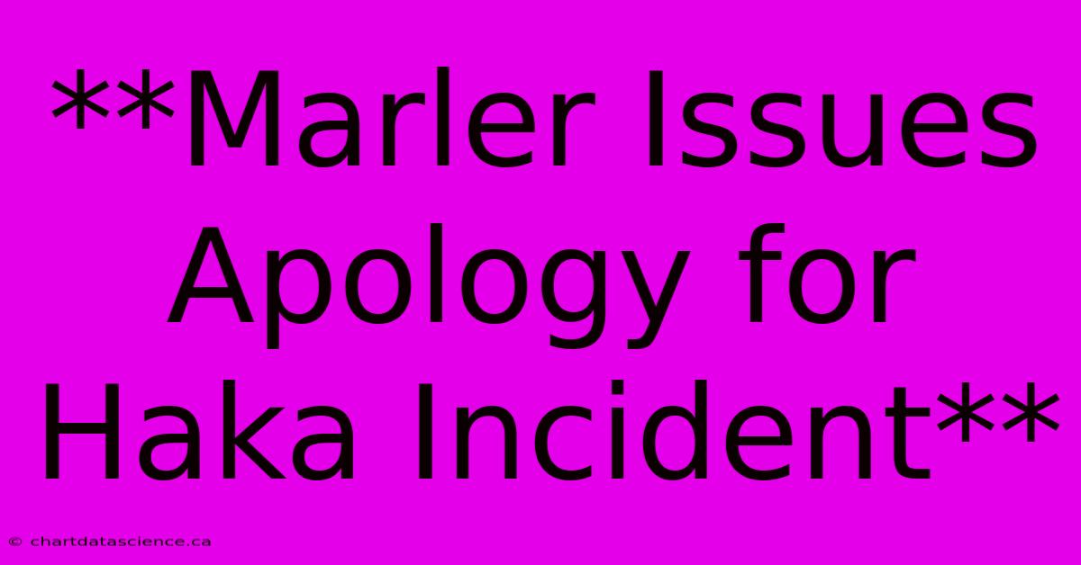 **Marler Issues Apology For Haka Incident**