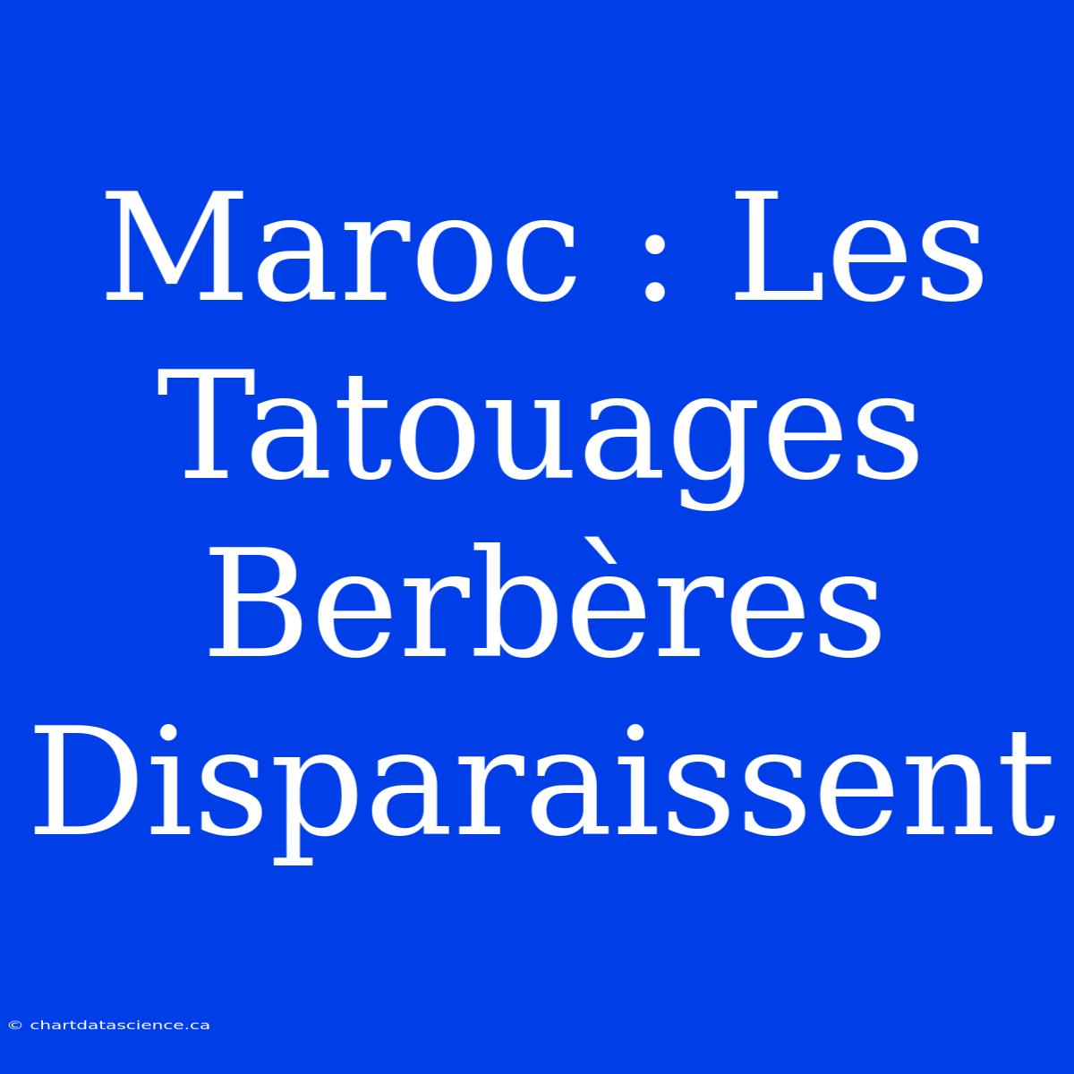 Maroc : Les Tatouages Berbères Disparaissent