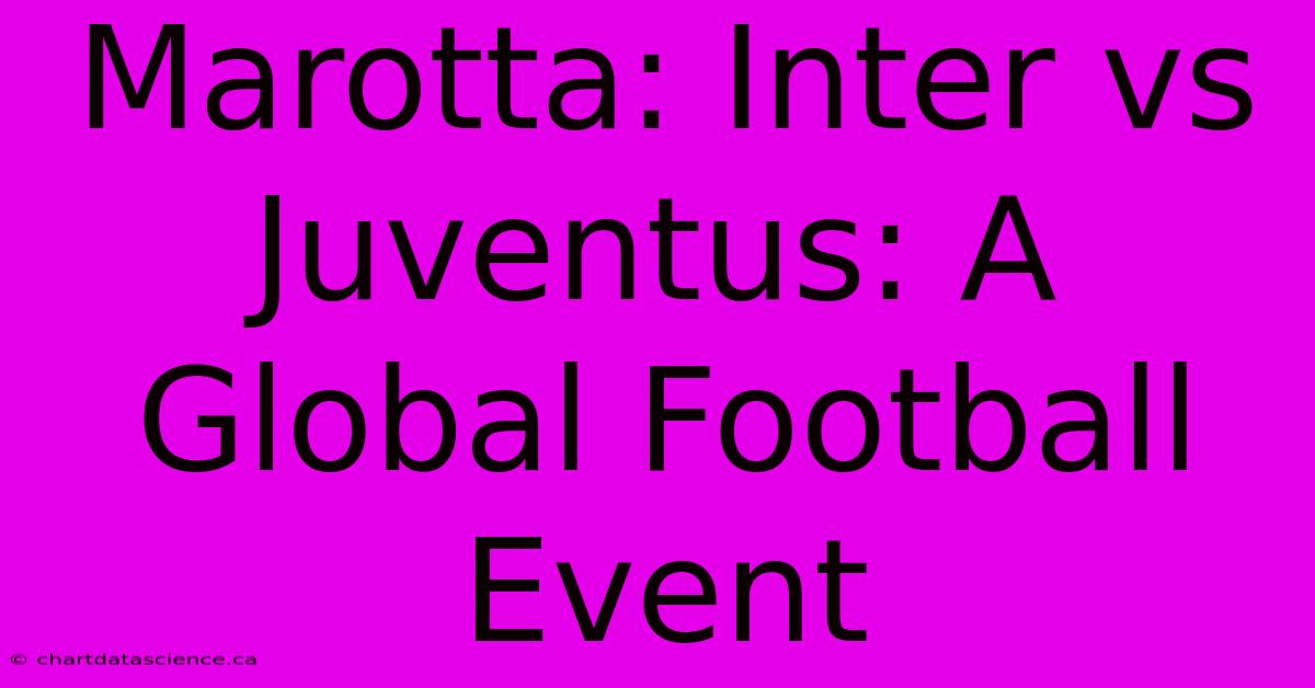 Marotta: Inter Vs Juventus: A Global Football Event