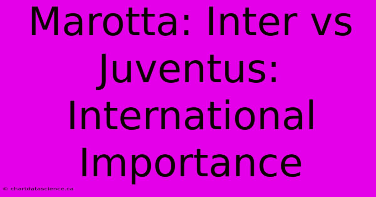 Marotta: Inter Vs Juventus: International Importance