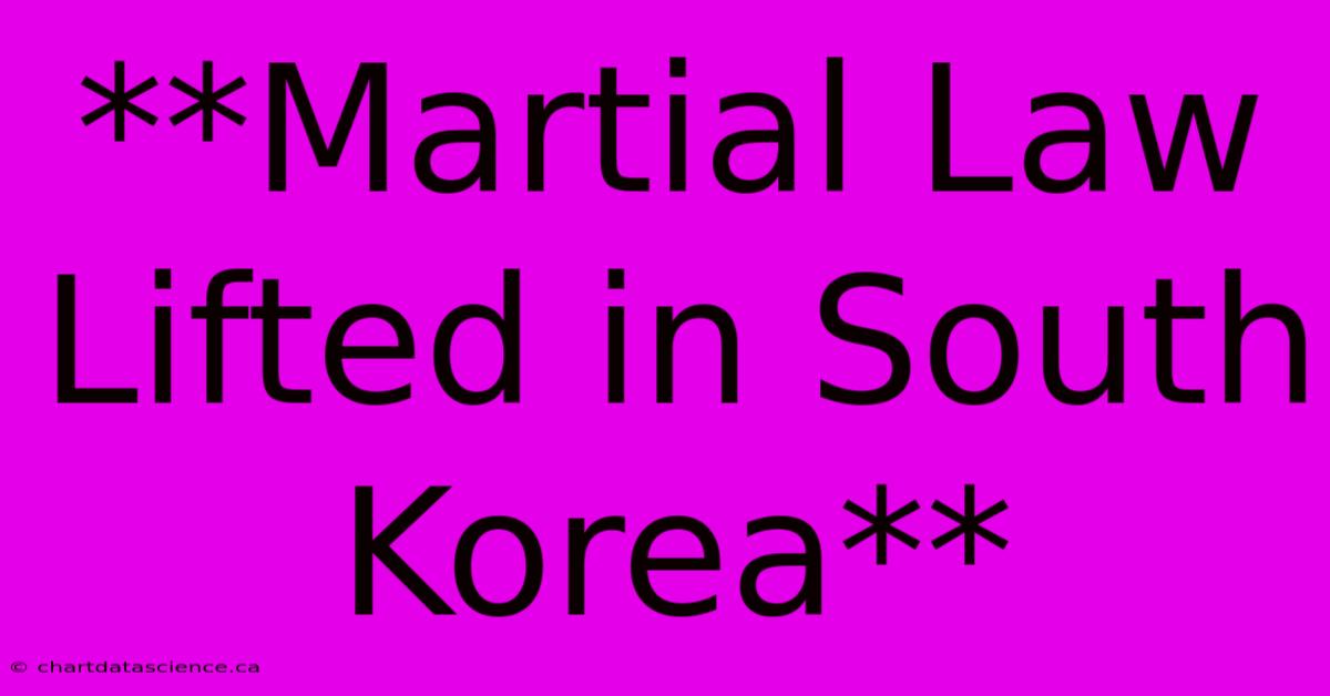 **Martial Law Lifted In South Korea**