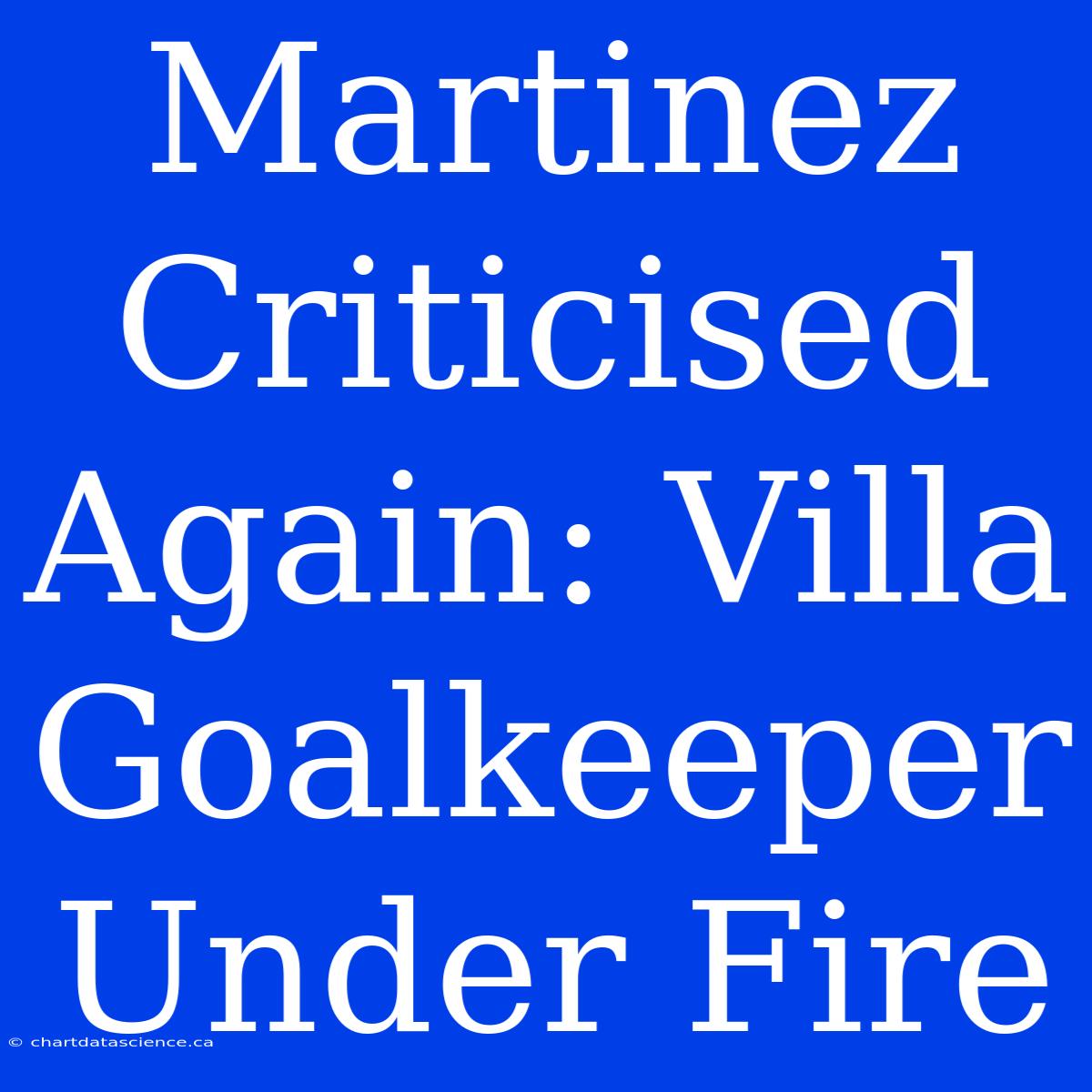 Martinez Criticised Again: Villa Goalkeeper Under Fire