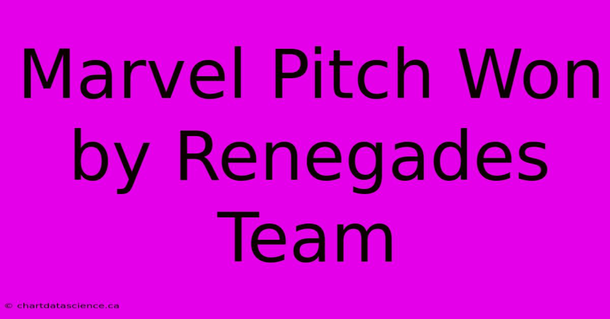 Marvel Pitch Won By Renegades Team