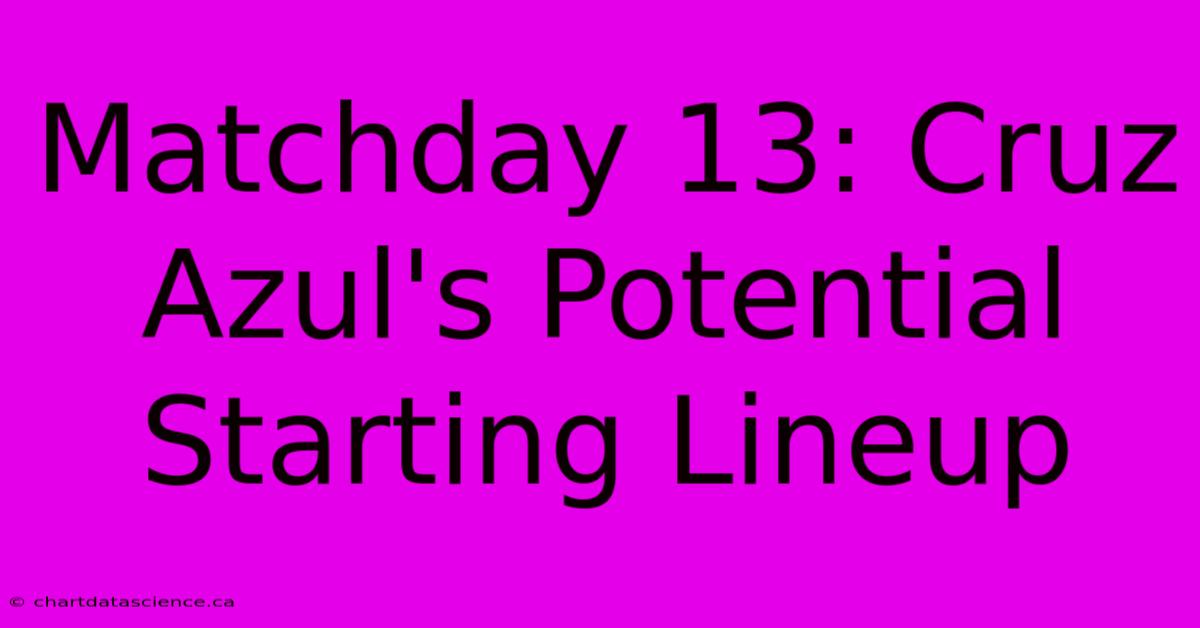 Matchday 13: Cruz Azul's Potential Starting Lineup