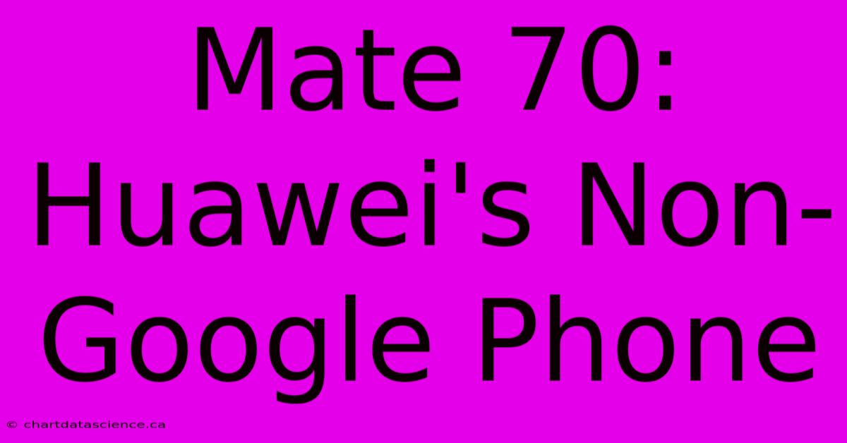 Mate 70: Huawei's Non-Google Phone