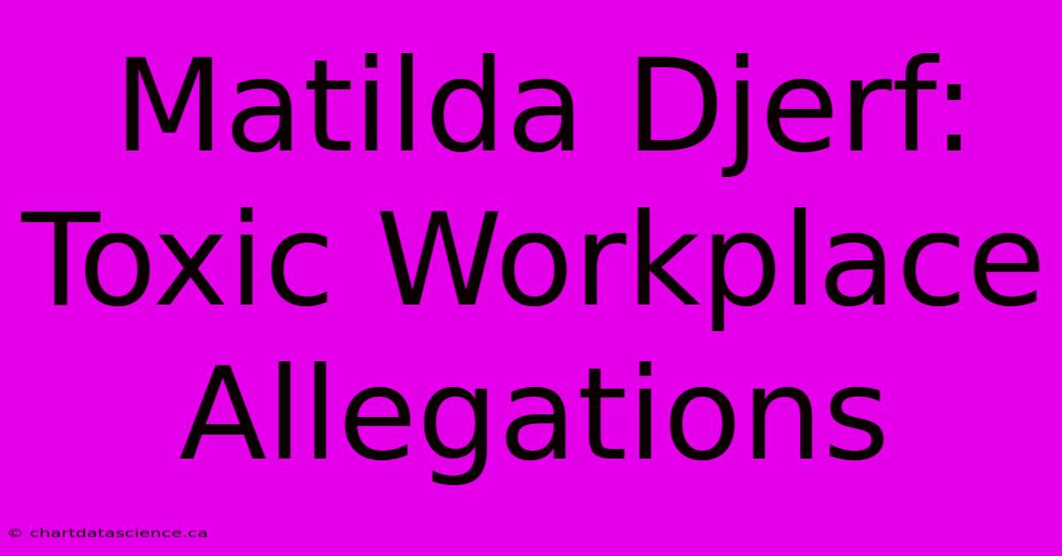 Matilda Djerf: Toxic Workplace Allegations