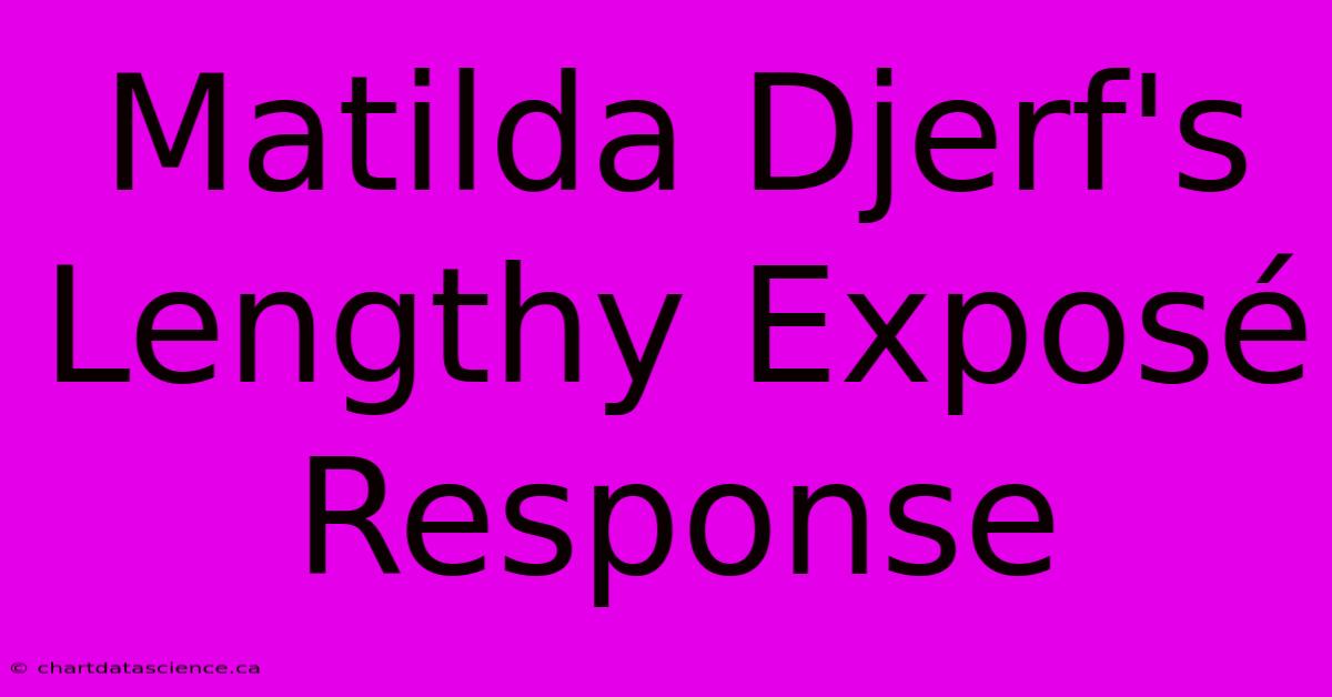 Matilda Djerf's Lengthy Exposé Response