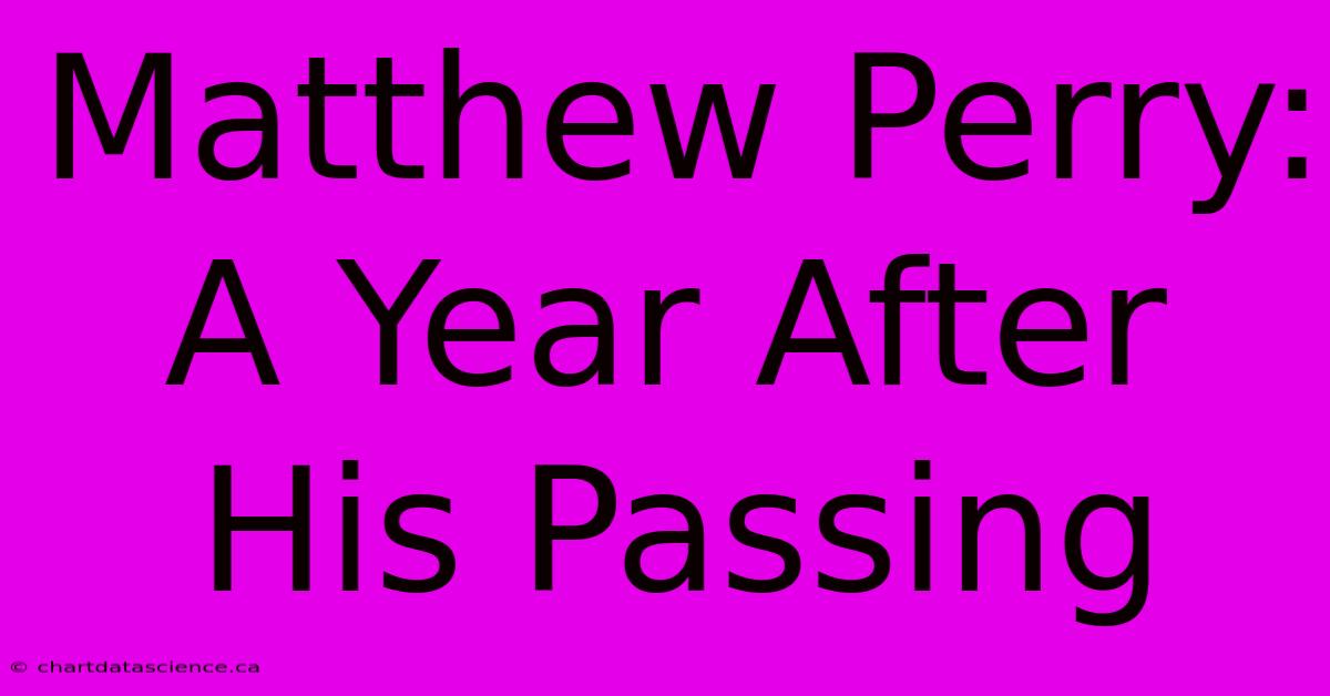 Matthew Perry: A Year After His Passing