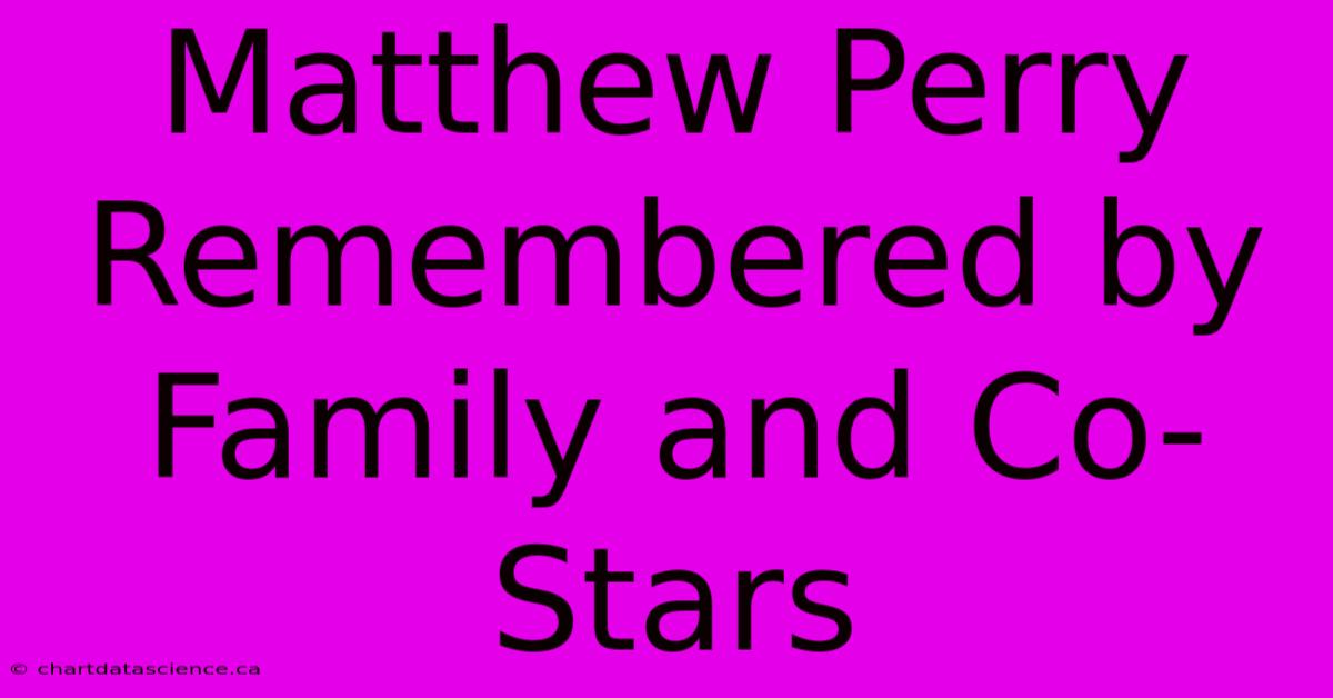 Matthew Perry Remembered By Family And Co-Stars 