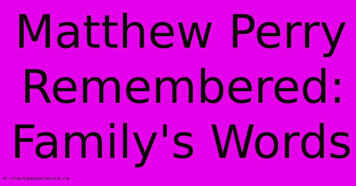 Matthew Perry Remembered: Family's Words 