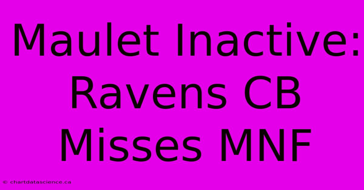 Maulet Inactive: Ravens CB Misses MNF 