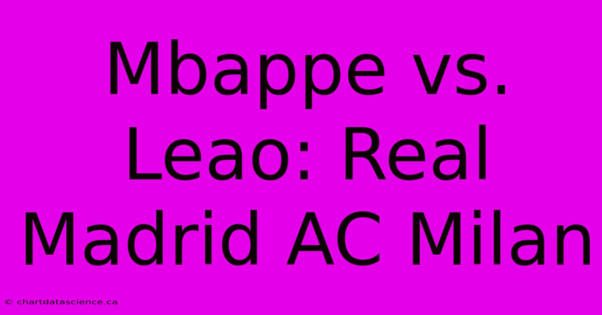 Mbappe Vs. Leao: Real Madrid AC Milan