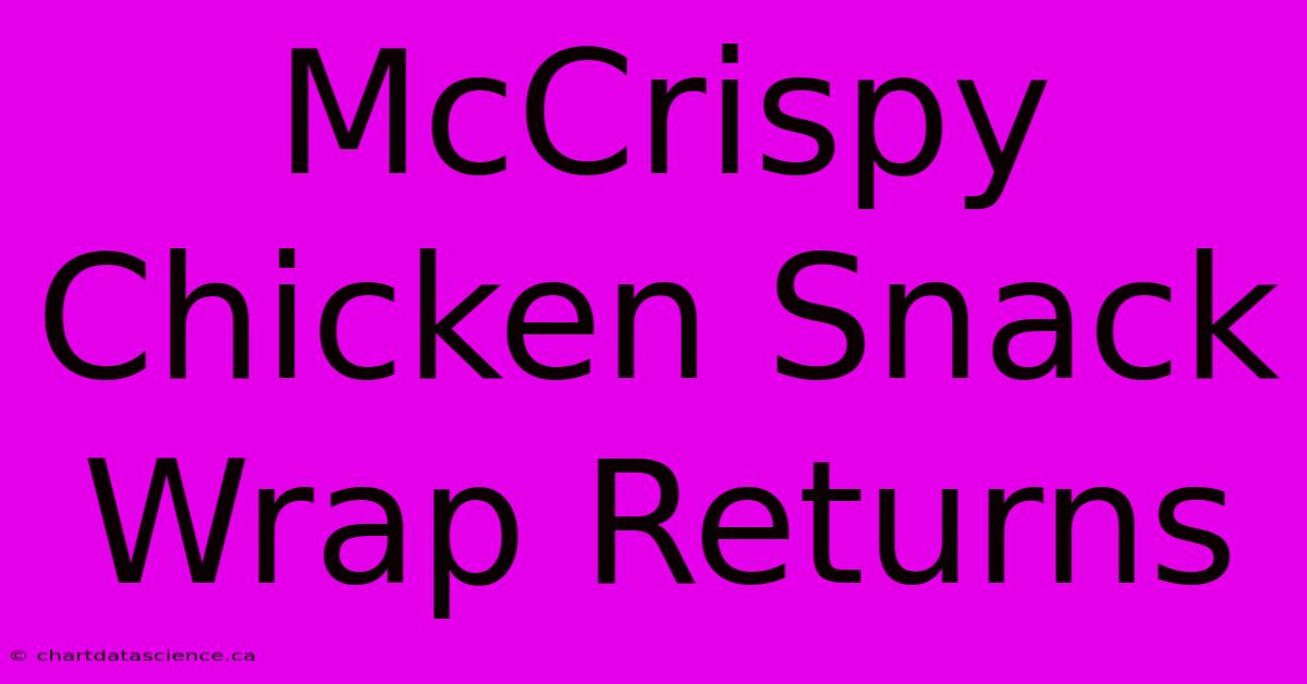 McCrispy Chicken Snack Wrap Returns