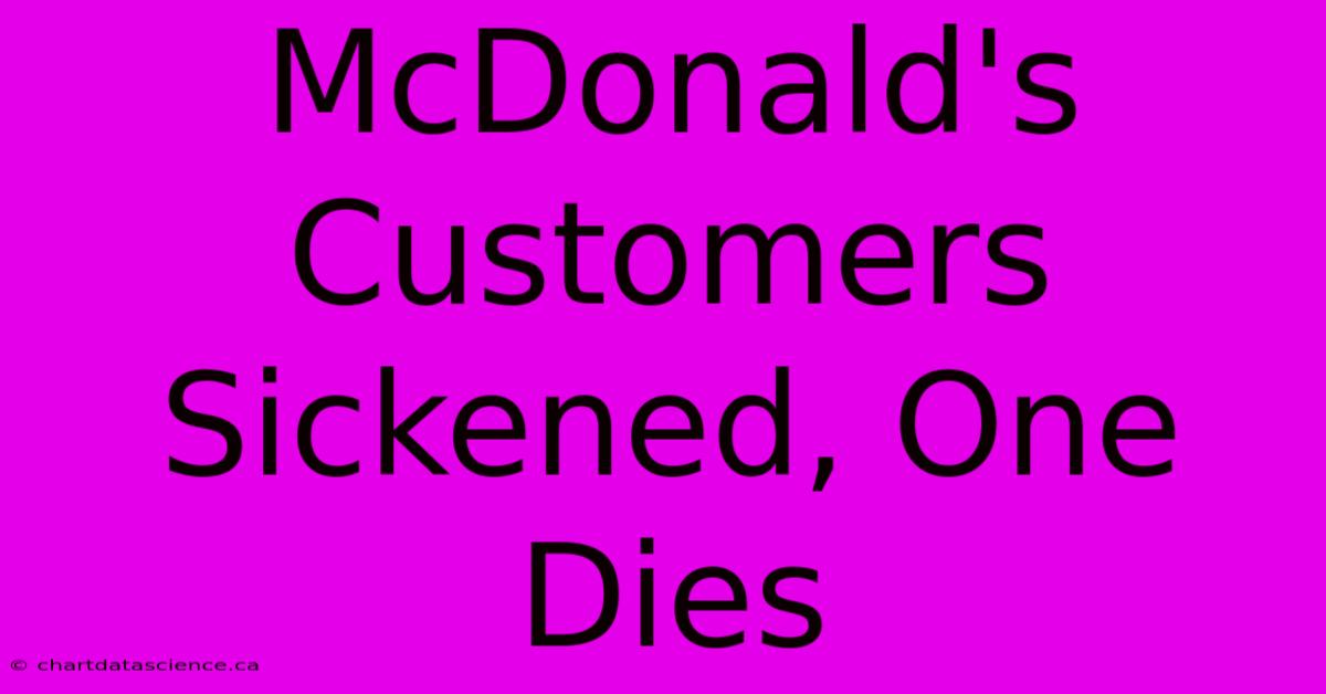 McDonald's Customers Sickened, One Dies 