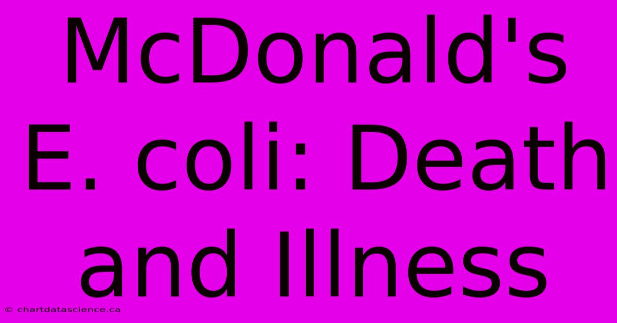 McDonald's E. Coli: Death And Illness