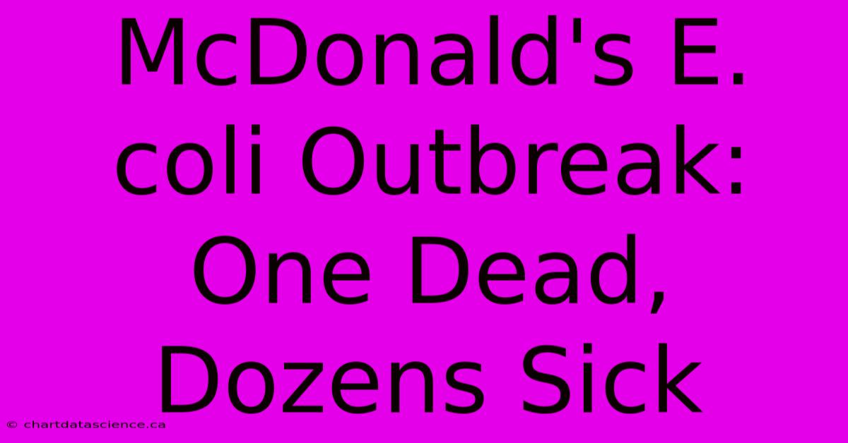 McDonald's E. Coli Outbreak: One Dead, Dozens Sick