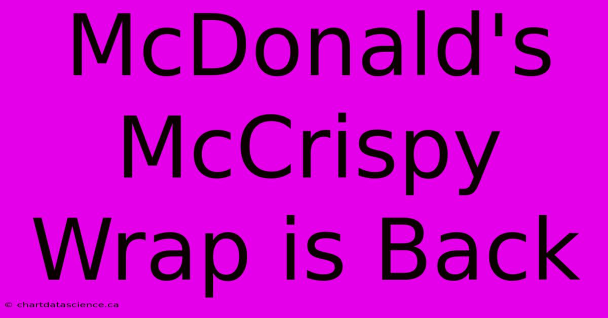 McDonald's McCrispy Wrap Is Back