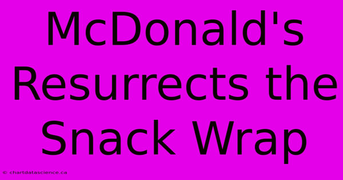 McDonald's Resurrects The Snack Wrap