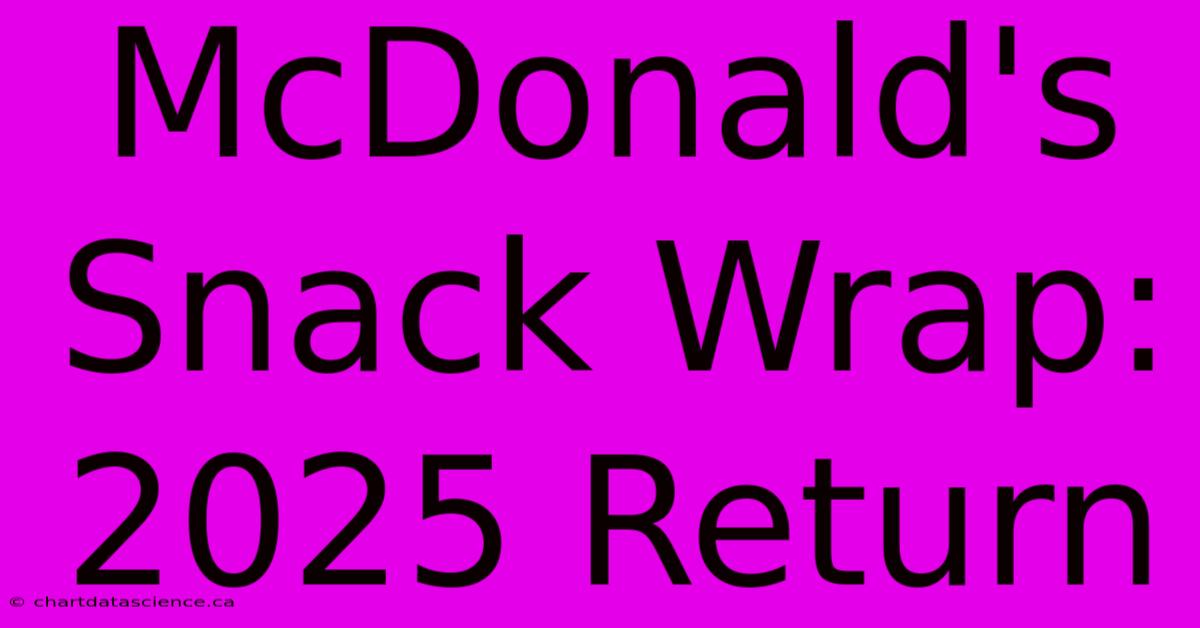 McDonald's Snack Wrap: 2025 Return