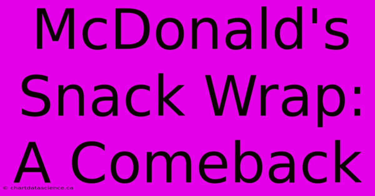 McDonald's Snack Wrap: A Comeback