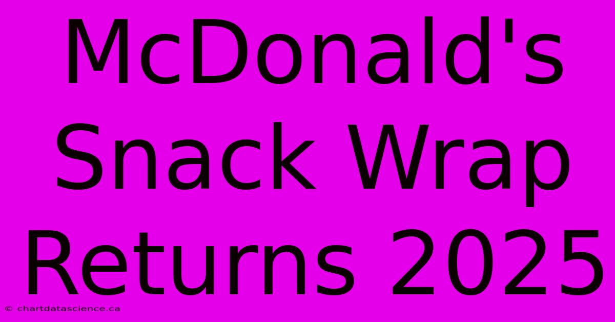 McDonald's Snack Wrap Returns 2025