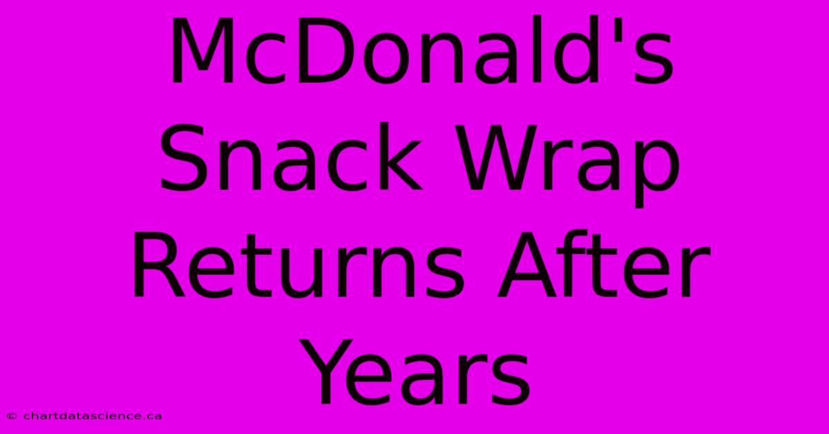 McDonald's Snack Wrap Returns After Years