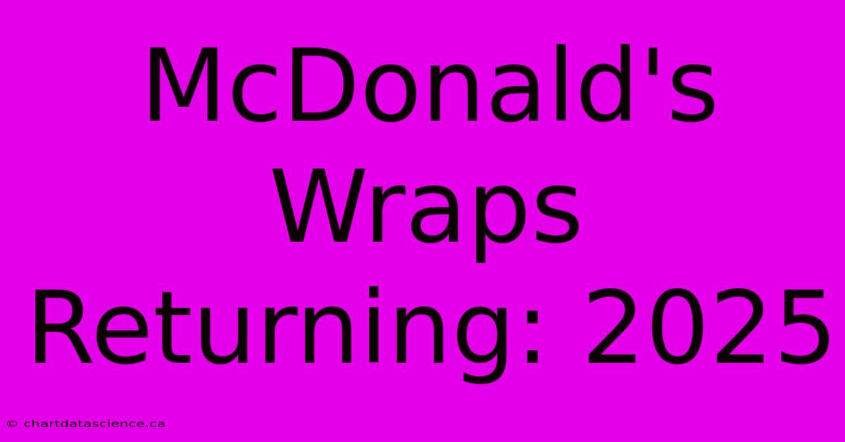 McDonald's Wraps Returning: 2025