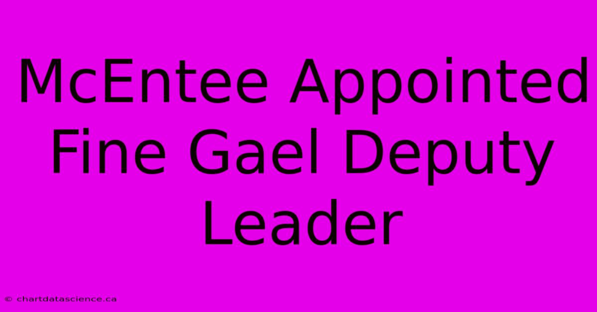 McEntee Appointed Fine Gael Deputy Leader