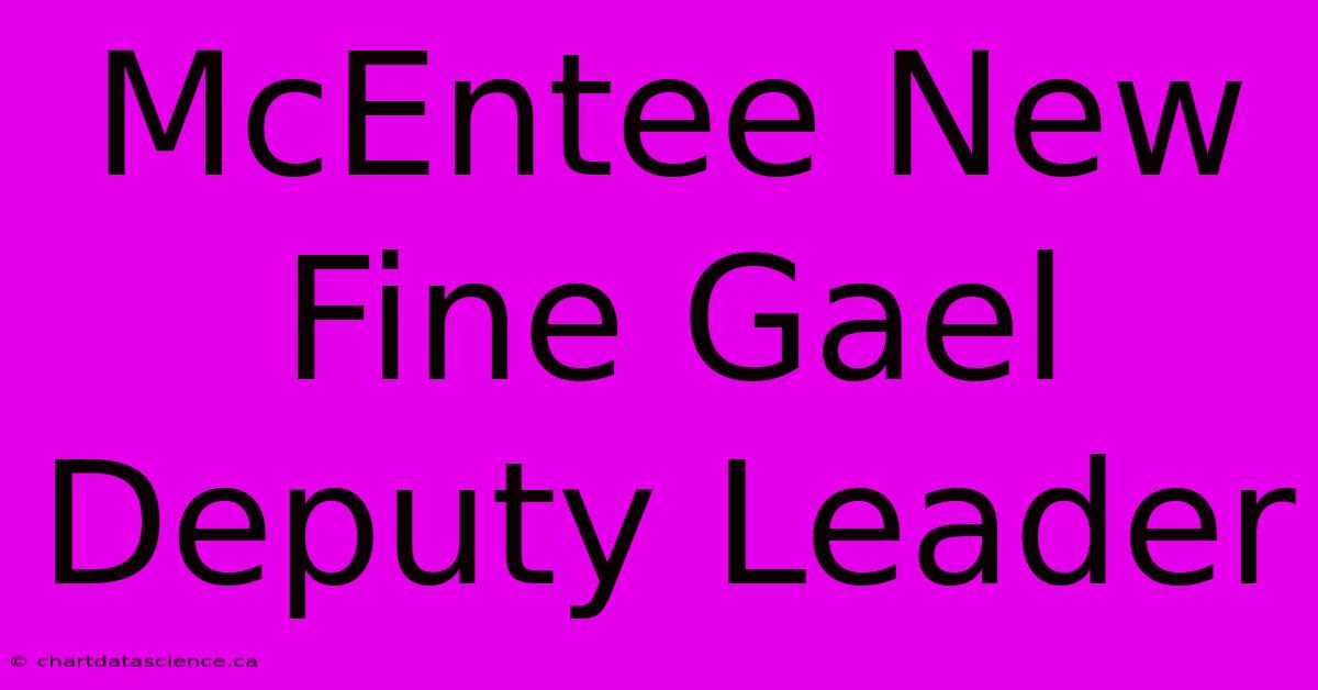 McEntee New Fine Gael Deputy Leader