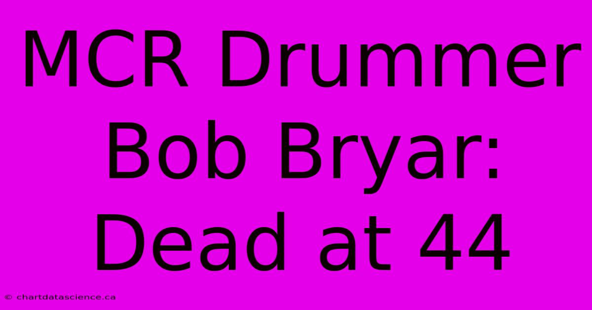 MCR Drummer Bob Bryar: Dead At 44