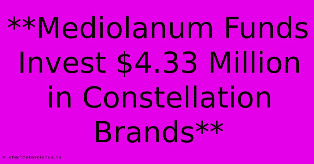 **Mediolanum Funds Invest $4.33 Million In Constellation Brands**