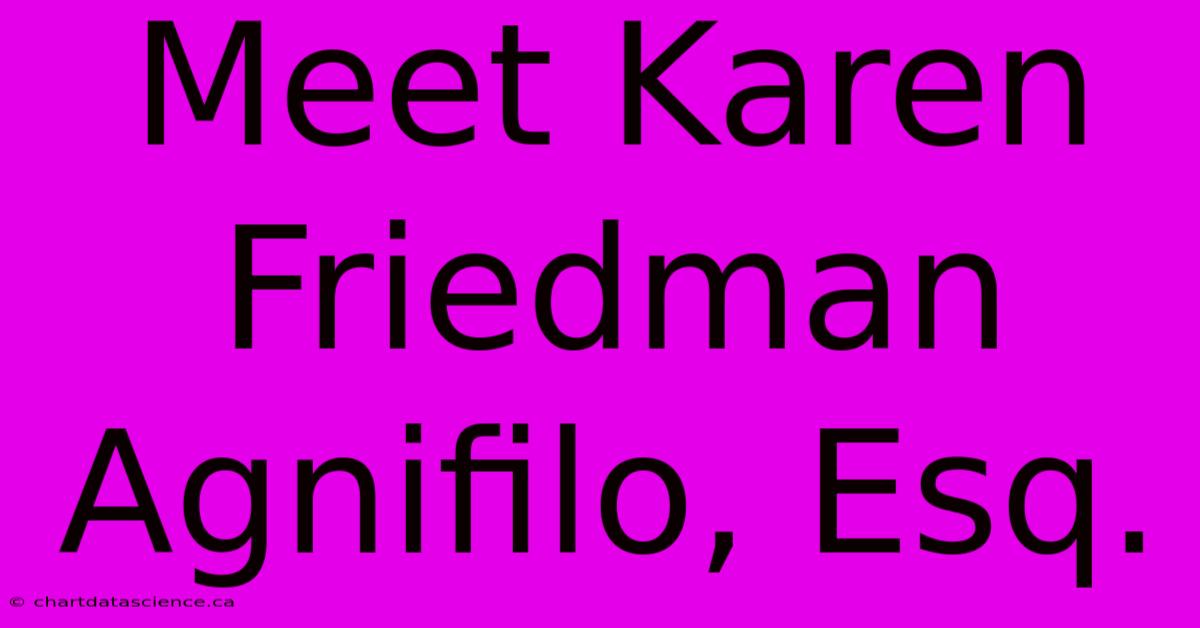 Meet Karen Friedman Agnifilo, Esq.