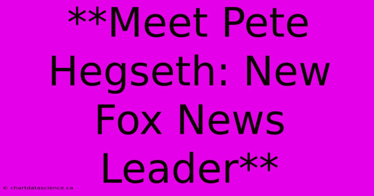 **Meet Pete Hegseth: New Fox News Leader**