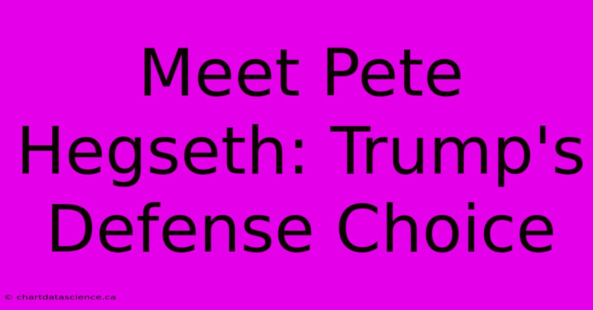 Meet Pete Hegseth: Trump's Defense Choice