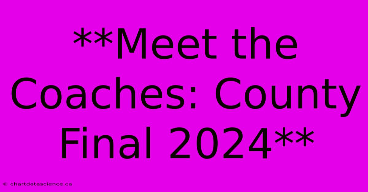 **Meet The Coaches: County Final 2024** 