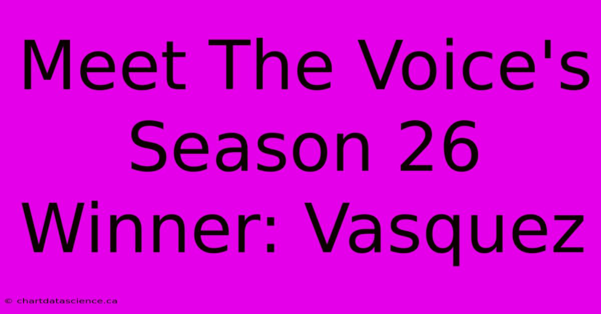 Meet The Voice's Season 26 Winner: Vasquez