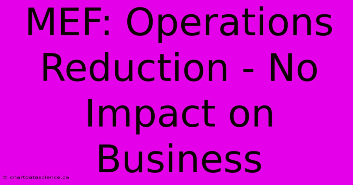 MEF: Operations Reduction - No Impact On Business