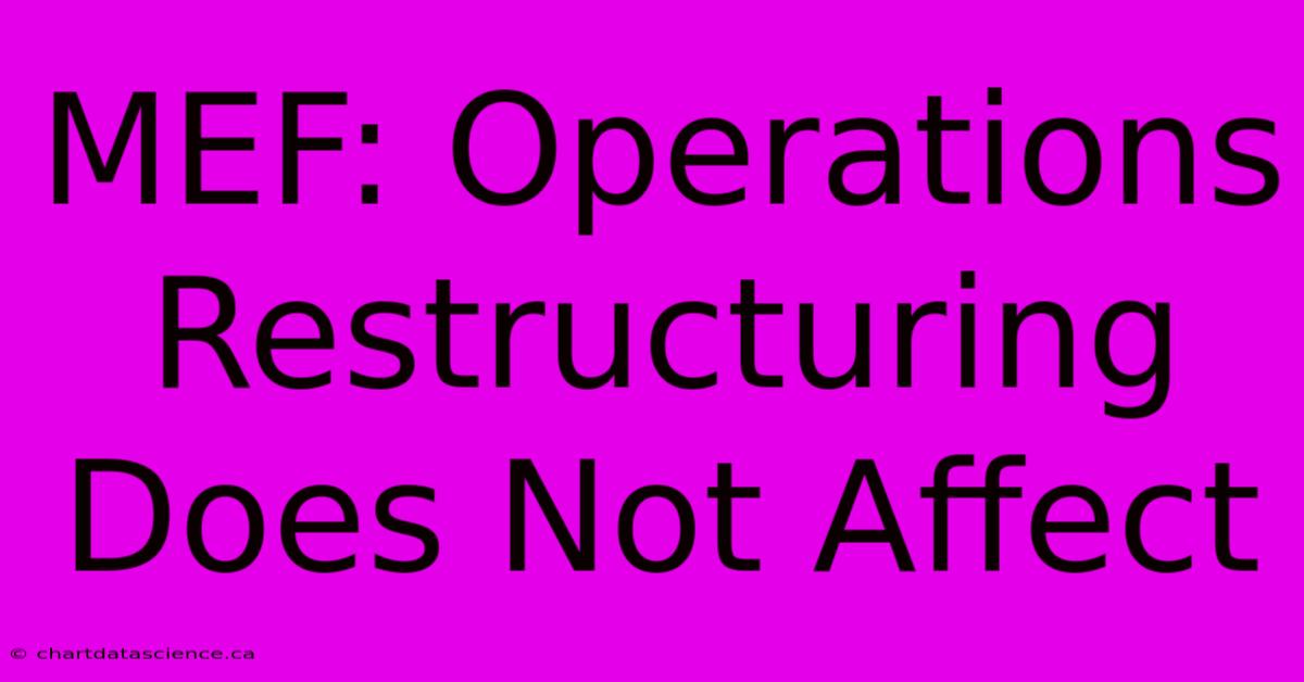 MEF: Operations Restructuring Does Not Affect 