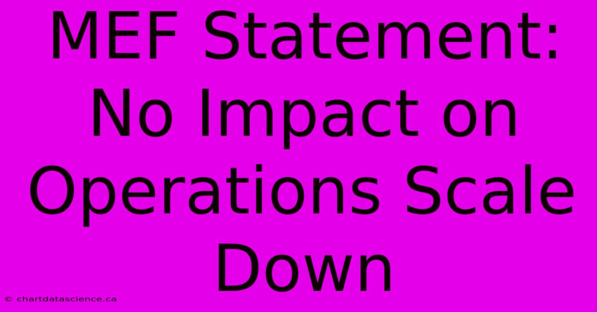 MEF Statement: No Impact On Operations Scale Down