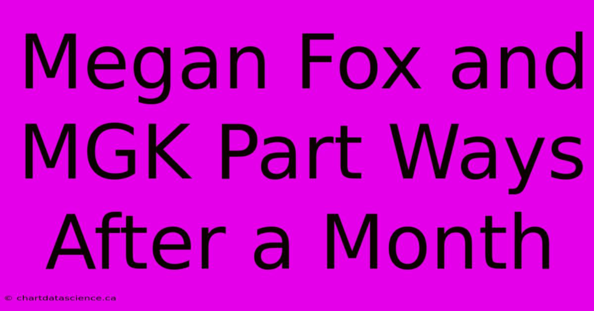 Megan Fox And MGK Part Ways After A Month