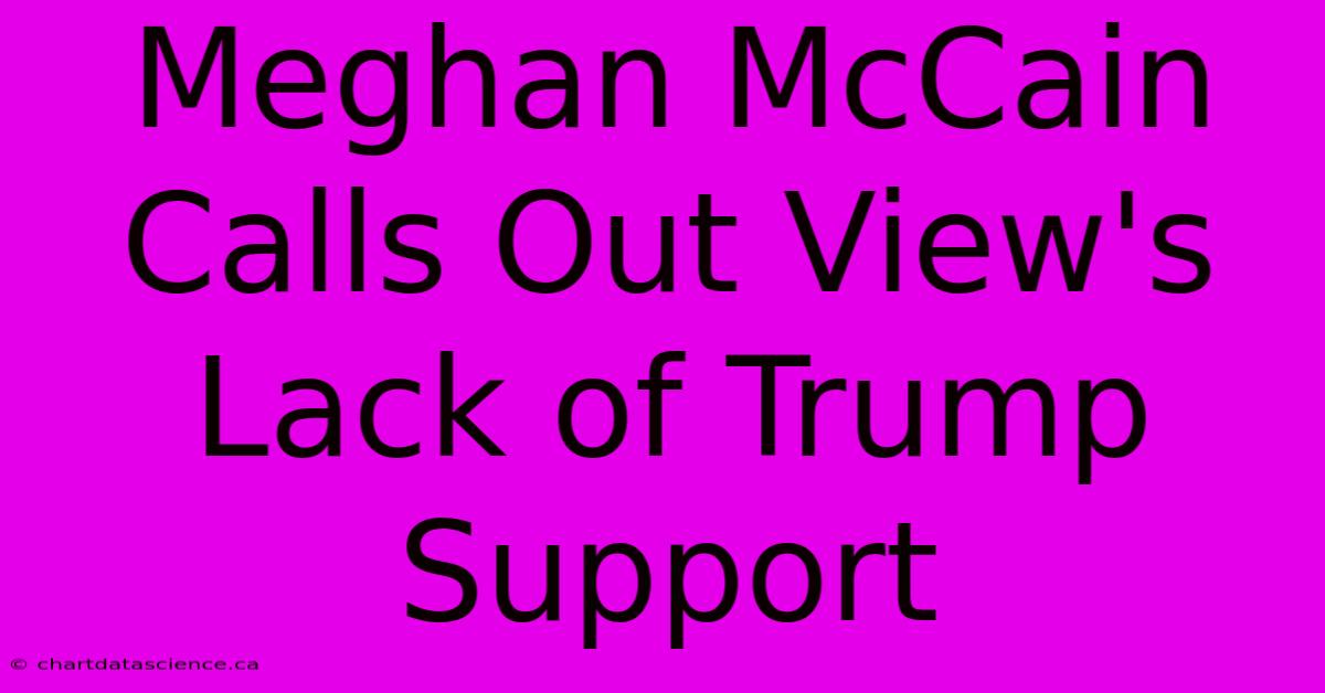 Meghan McCain Calls Out View's Lack Of Trump Support